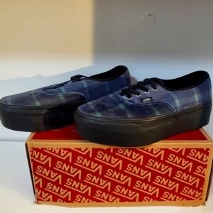 New Stac Velvet Plaid Vans stacked blue